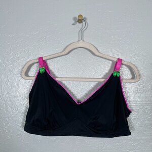 Parade Women Plus Size 3XL Black Pink Green Triangle Bralette Scallop Trim